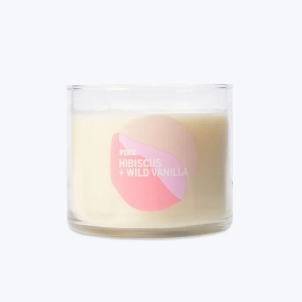Victoria's Secret Candle Triple Wick Jar PINK Hibiscus + Wild Vanilla  HIBISCUS